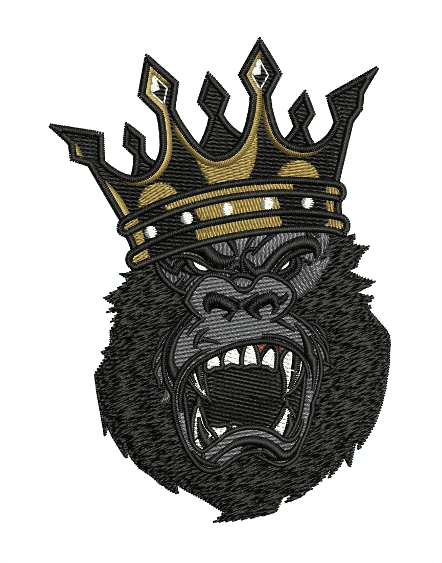 Gorilla face logo digitized for embroidery