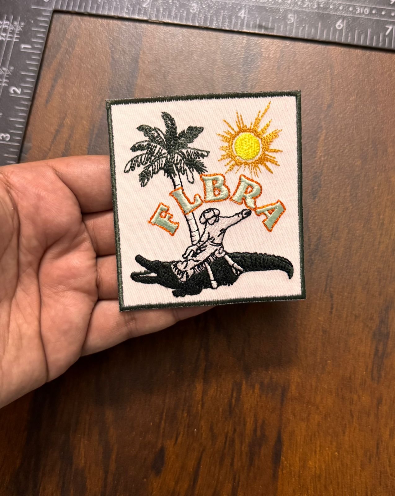 Shield-shaped embroidered department patch