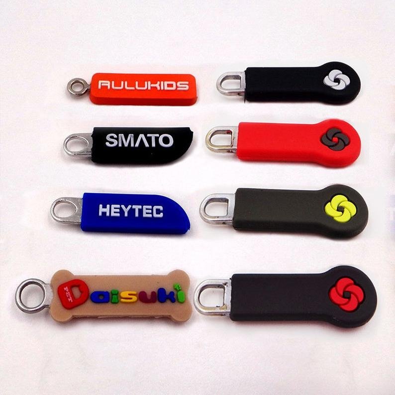 Collection of custom branded PVC keychains